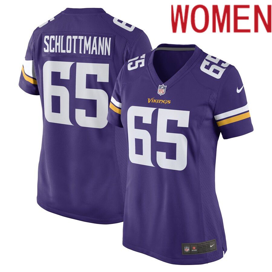 Women Minnesota Vikings 65 Austin Schlottmann Nike Purple Game Player NFL Jersey